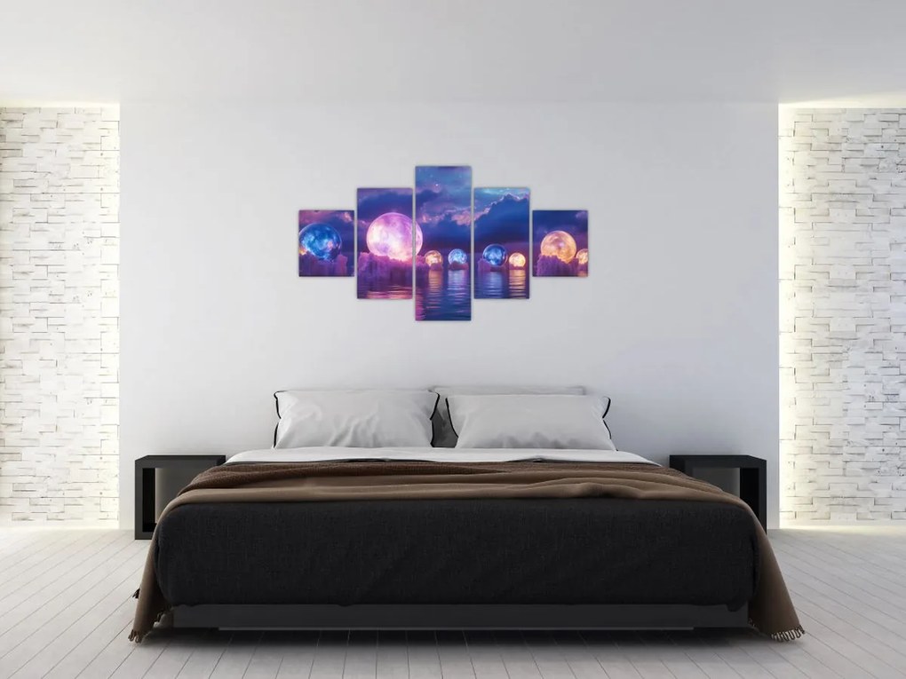 Obraz - Planety na wodzie (125x70 cm)