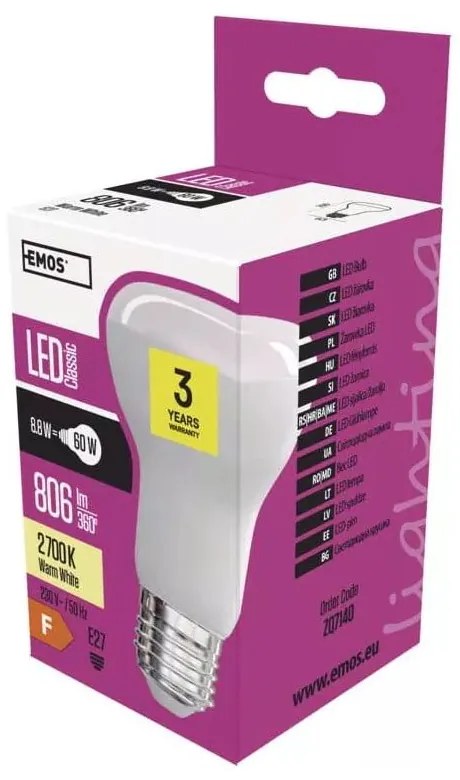 Żarówka LED z ciepłym światłem z gwintem E27, 9 W – EMOS