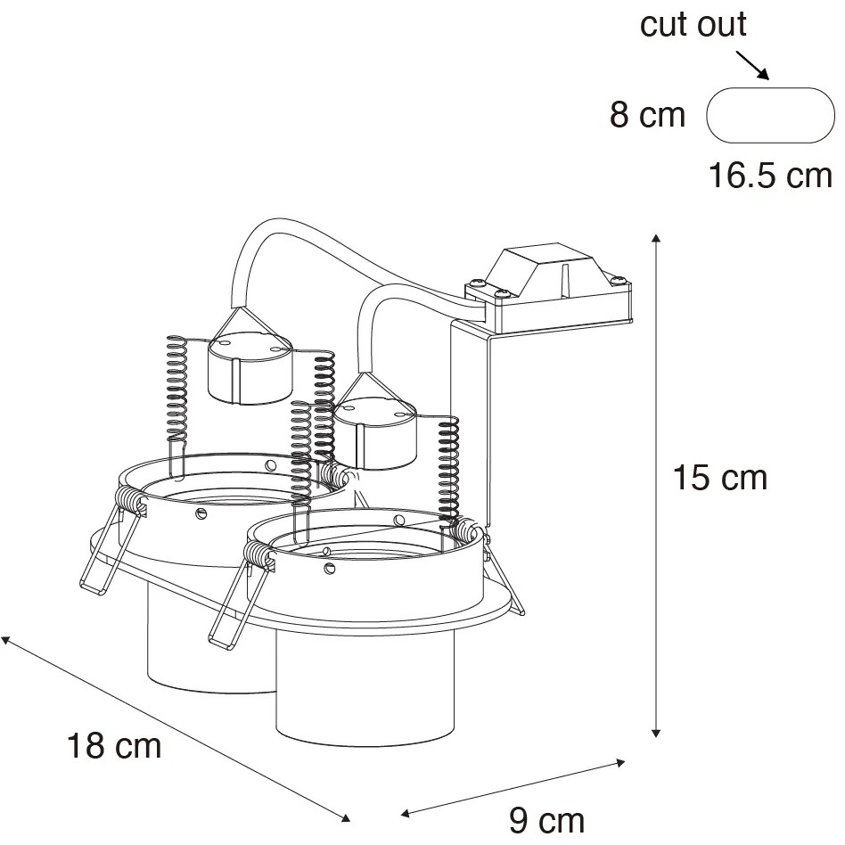 Set van 6 inbouwspots zwart GU10 50mm 2-lichts - Installa Nowoczesny Oswietlenie wewnetrzne