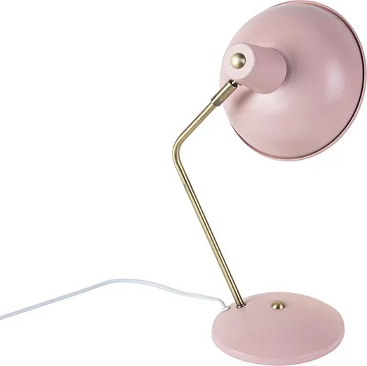 Retro lampa stołowa różowa z brązem - Milou