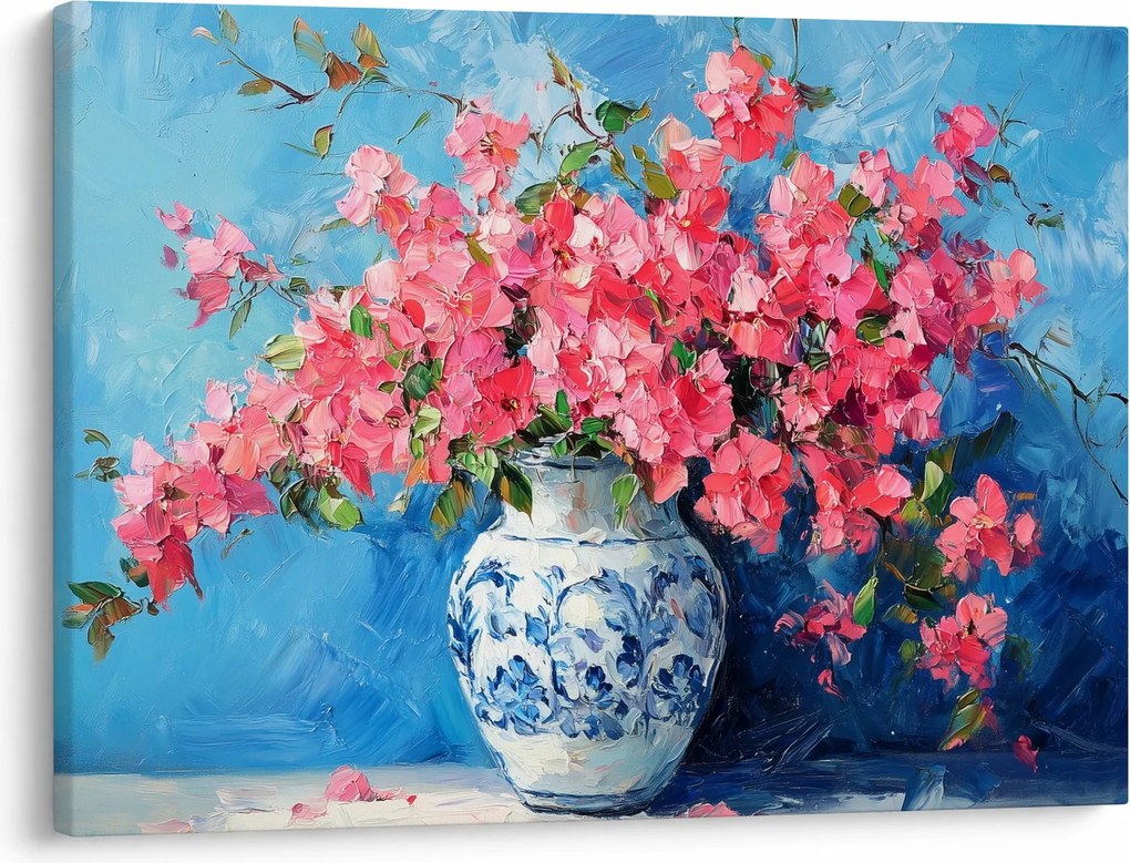 Obraz - Wazon z różowymi kwiatami (70x50 cm)