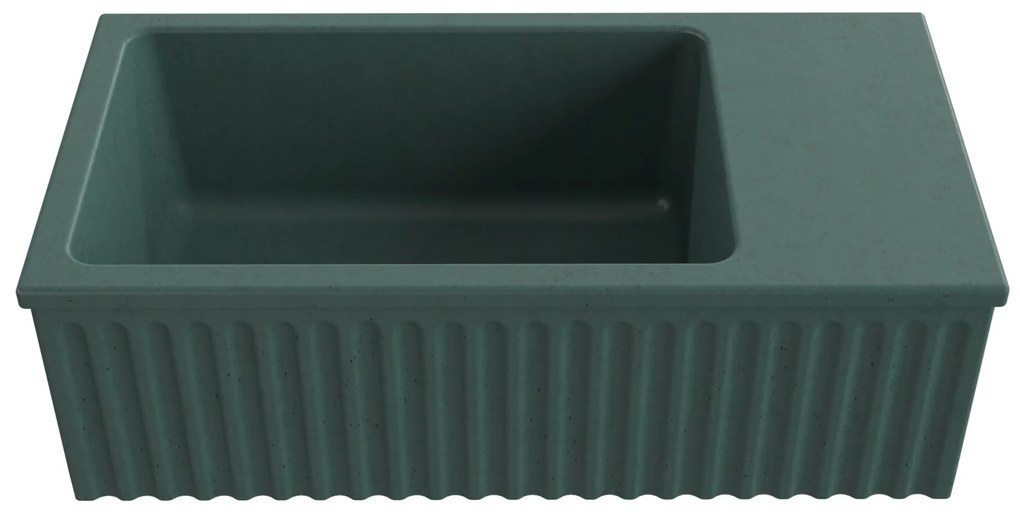 Umywalka betonowa ryflowana nablatowa / wisząca prostokątna 60 x 30 cm WELLE | różne kolory : Kolor - Oliwkowy, Typ montażu - nablatowa