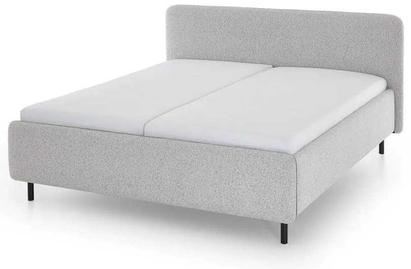 Jasnoszare tapicerowane łóżko dwuosobowe ze schowkiem ze stelażem 160x200 cm Primo – Meise Möbel