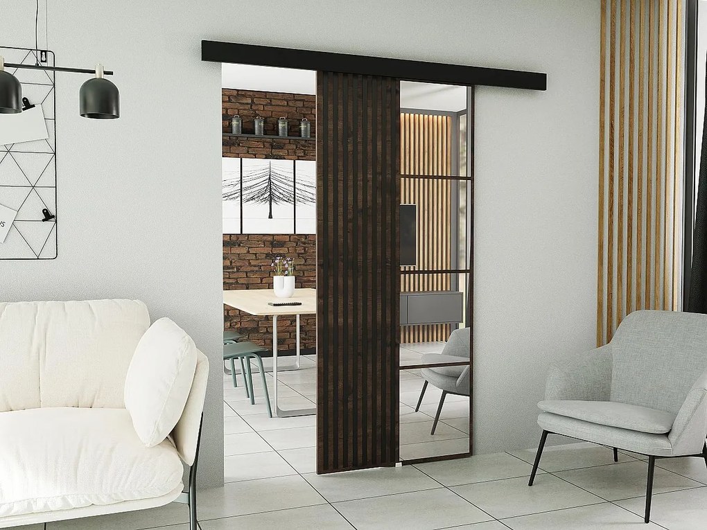 Drzwi przesuwne z maskownicą MOLI 70 jesion ciemny