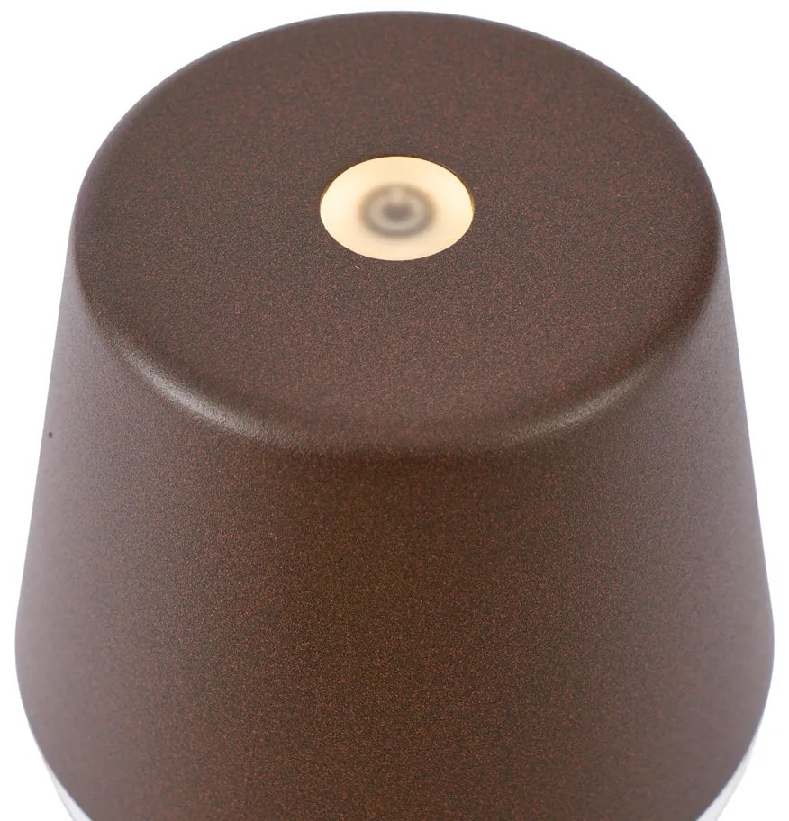 Lampa stołowa rdzawobrązowa z LED IP65, ładowalna ze stacją ładującą - Bass
