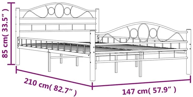 Czarne Metalowe Łóżko 140X200 Cm Ahlo