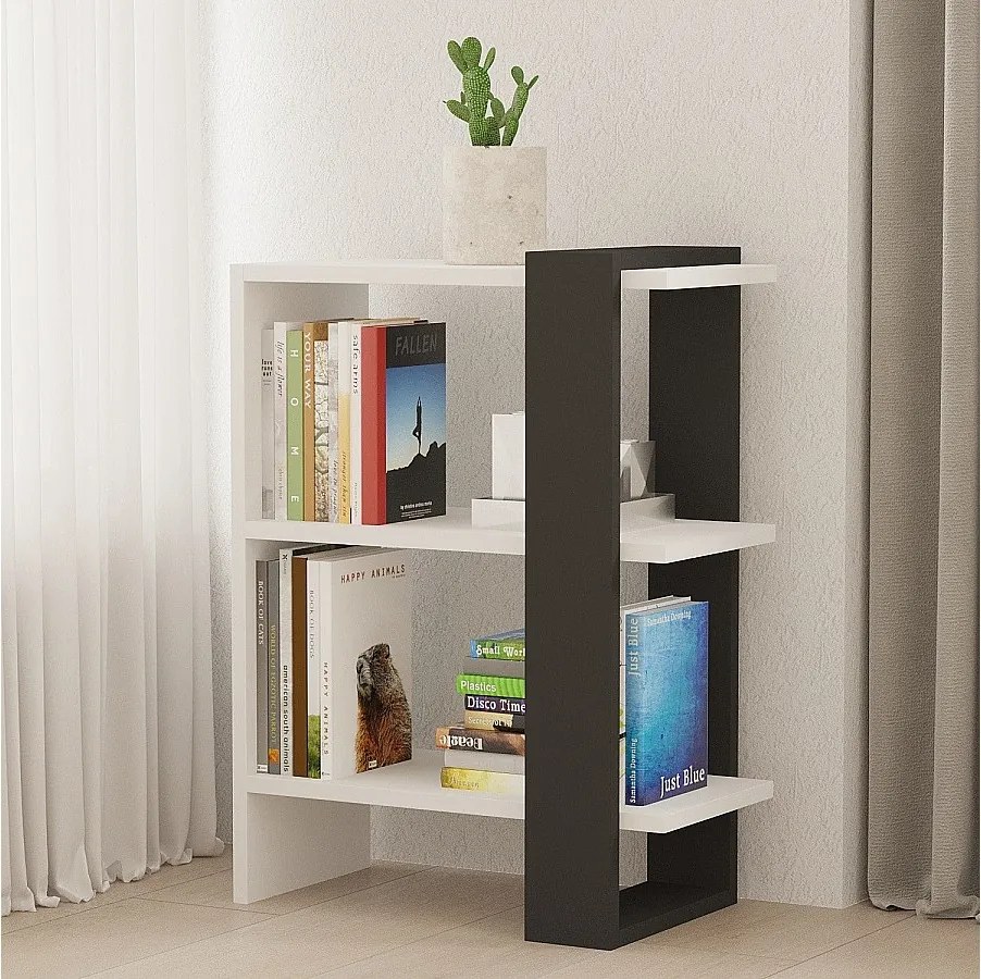 Półka skandynawska – 51,8 x 70 x 25 cm – antracyt i biel – melamina