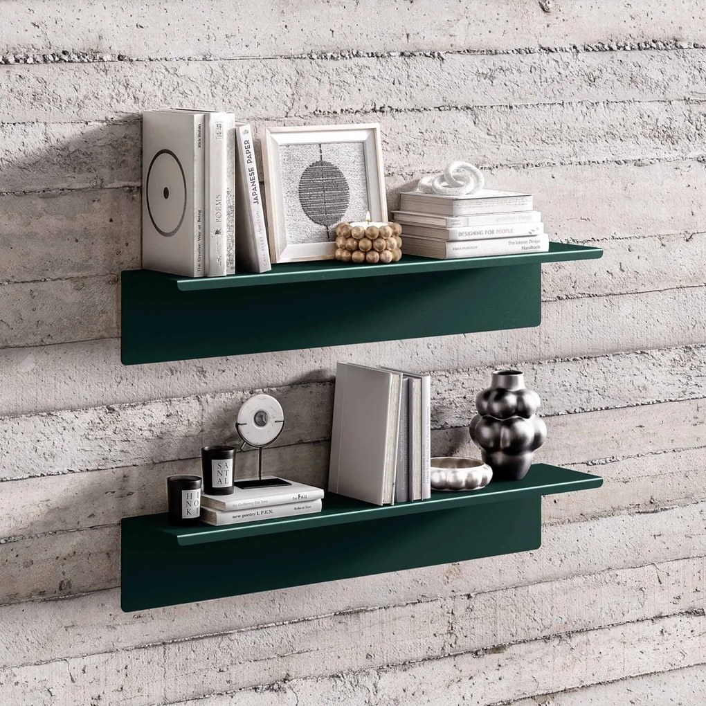 Metalowa półka ścienna Modern Joanne 70 cm, kolor butelkowa zieleń