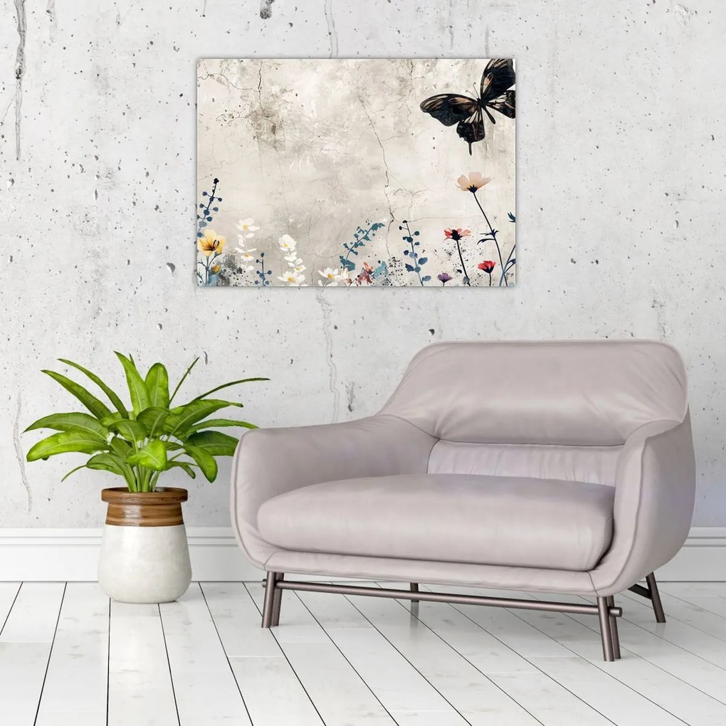 Obraz na szkle - Łąka w betonie (70x50 cm)