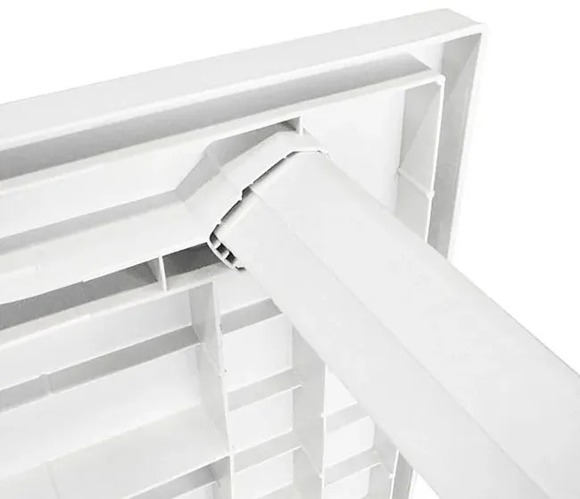 Biały prostokątny stół ogrodowy z otworem na parasol M5-A31