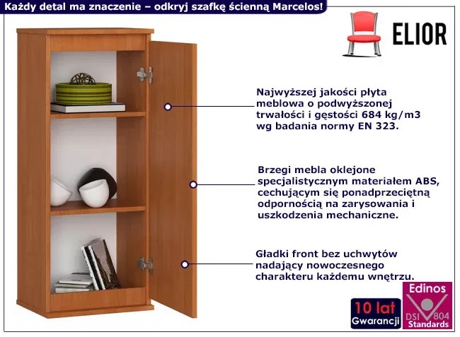Wisząca szafka z 3 pólkami olcha - Asteria