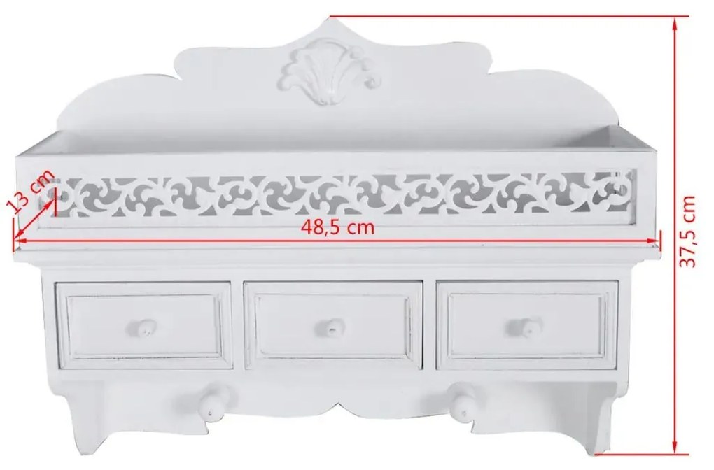 Biała tradycyjna półka ścienna z wieszakiem B9-E24