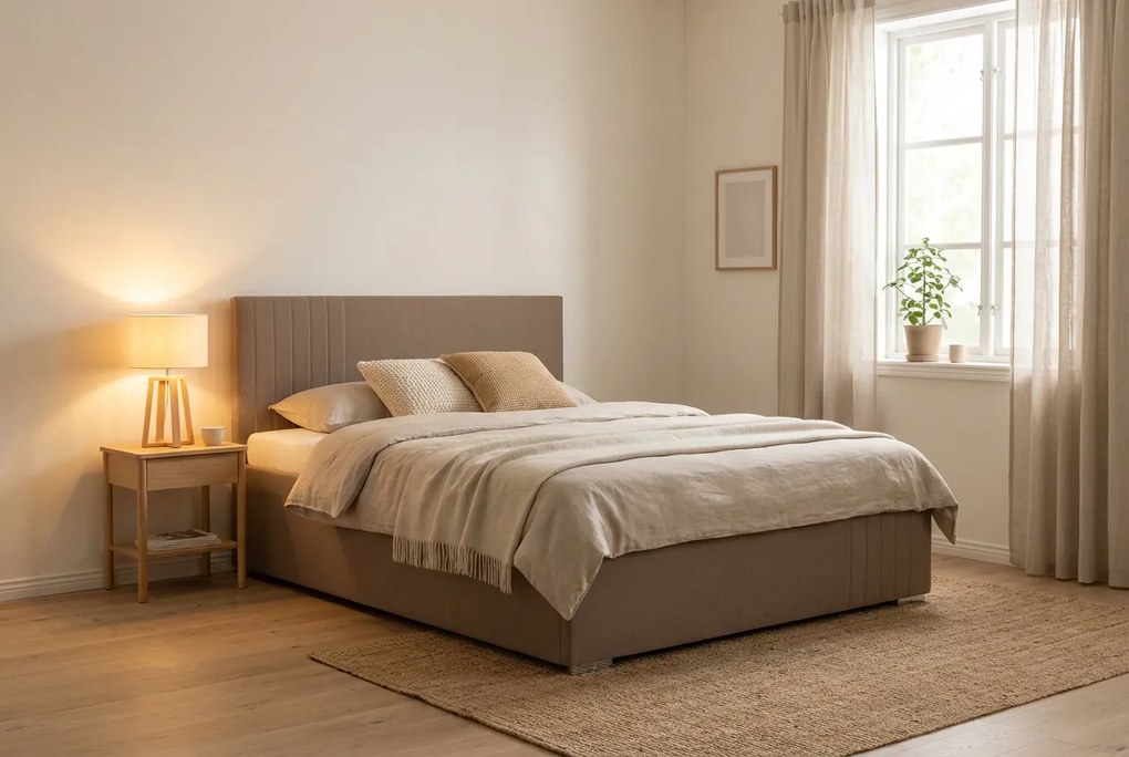 Łóżko MARS 140x200 cm Beżowy Z materacem