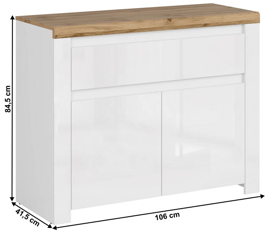 Szafka VILGO 2D1S, biały błyszczący