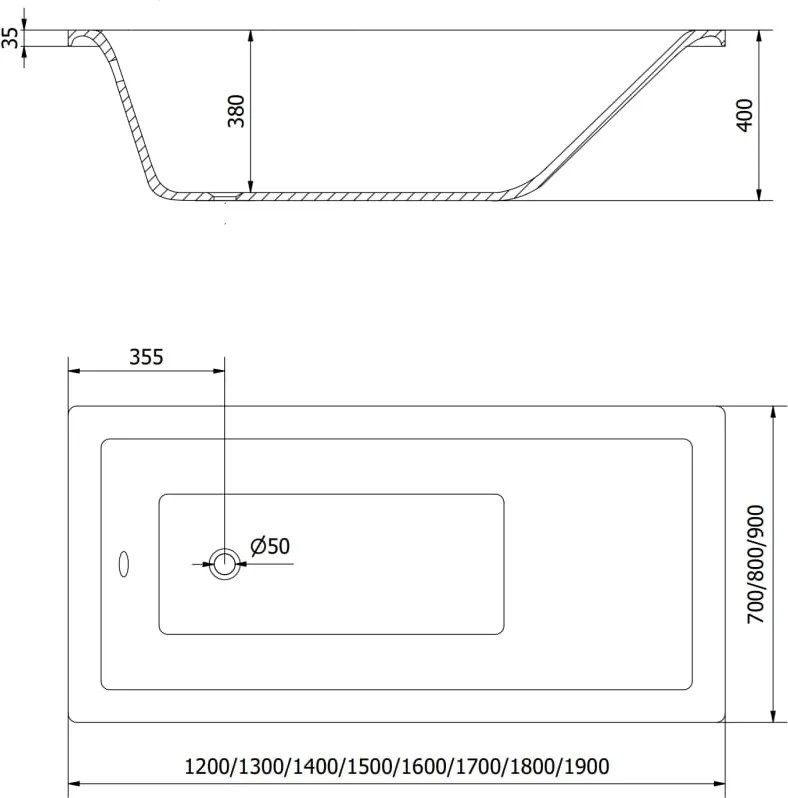 Mexen Cubik wanna prostokątna 150 x 70 cm z obudową, biała - 55031507000X