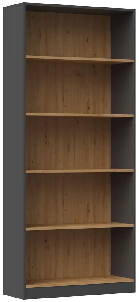 Otwarty regał na książki antracyt + dąb artisan N3-M09