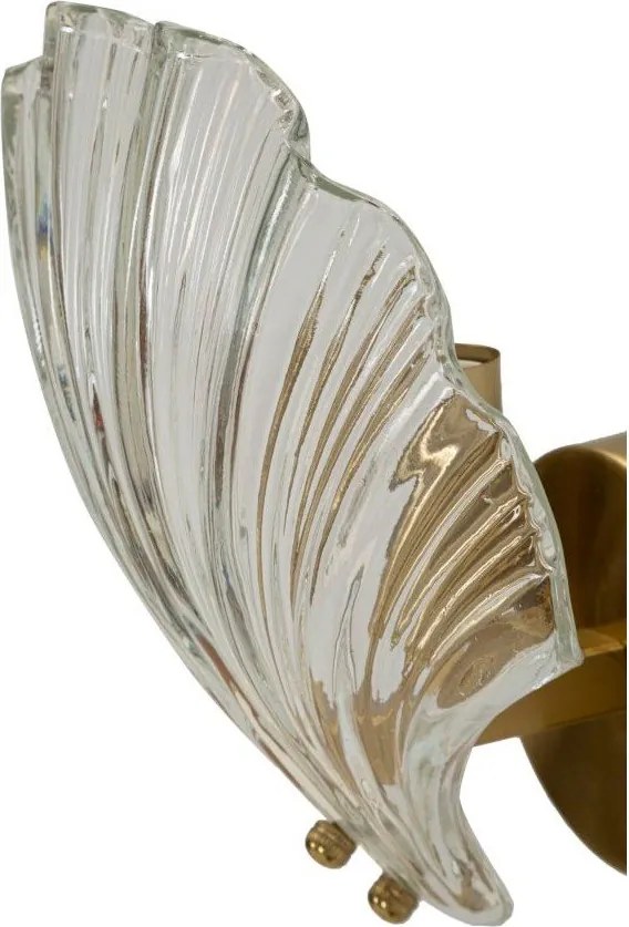 Szklany kinkiet w kolorze złota Da Muro Shell – Mauro Ferretti