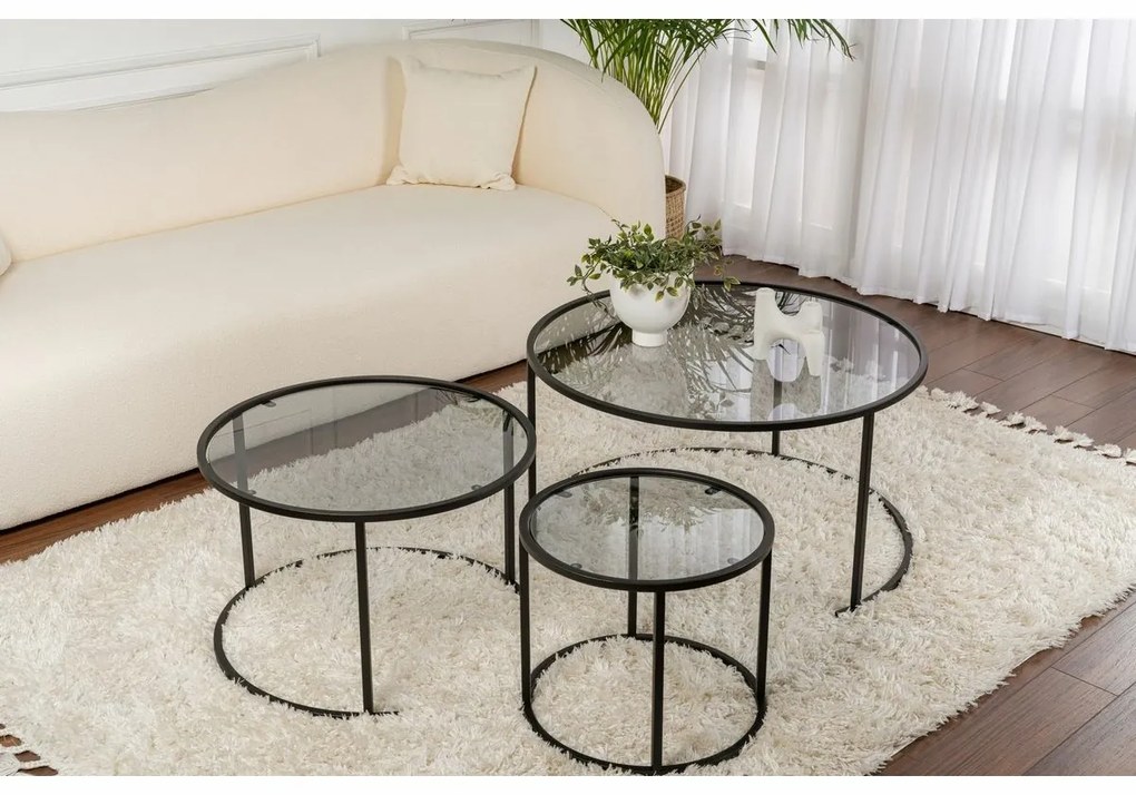 Zestaw stolików konferencyjnych Aurum Black and Grey 80 cm, 3 szt.