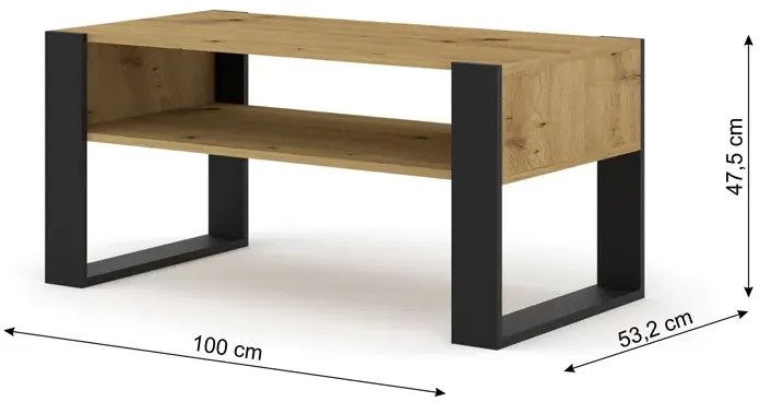 Prostokątna Ława Dąb Artisan A4-P41