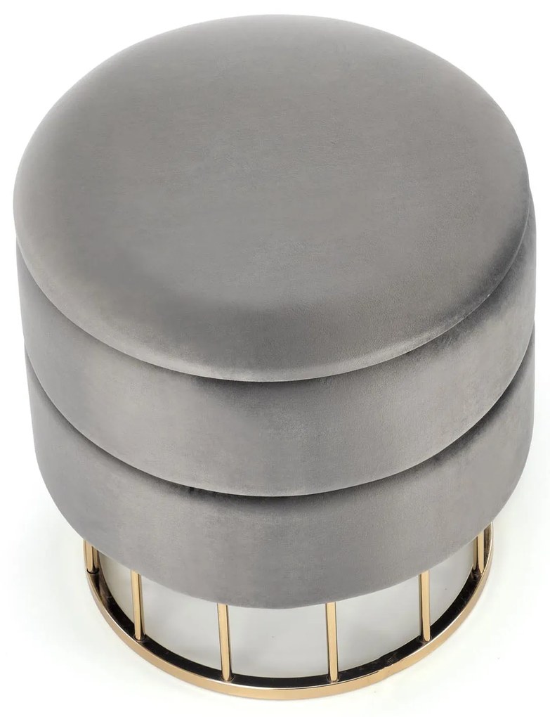 MINTY pufa ze schowkiem popielaty złoty chrom elegancka nowoczesna wygodna