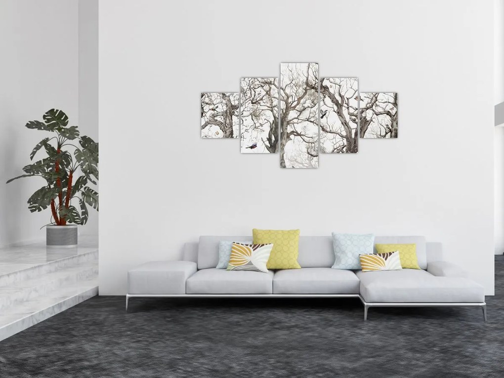 Obraz - Wzór lasu, rysunek (125x70 cm)