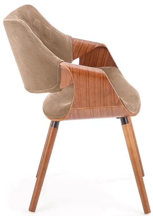 Krzesło tapicerowane K396 VELVET beżowe/orzech HALMAR