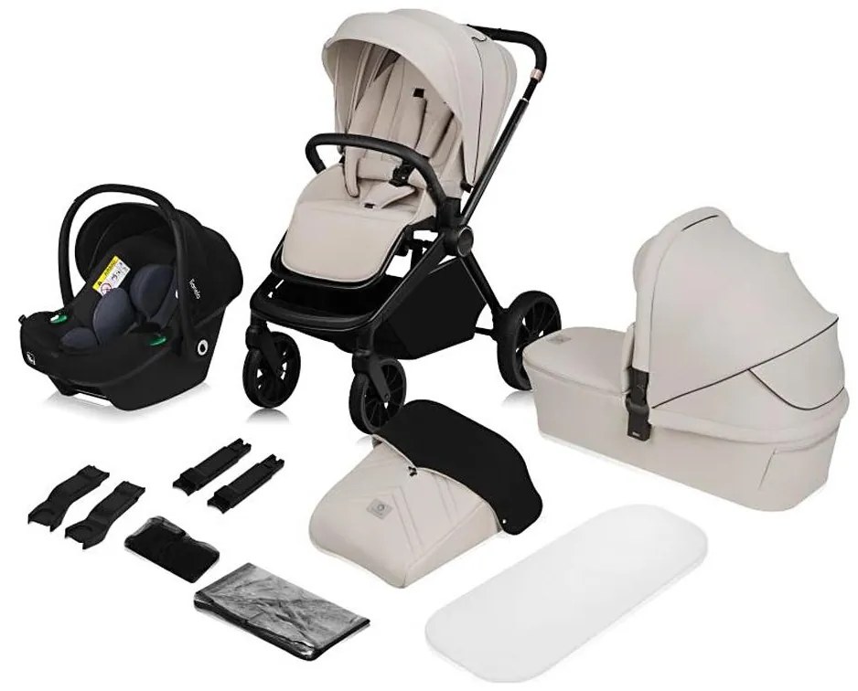 Lionelo - Wózek kombinowany 3 w 1 MIKA PLUS Beige Sand