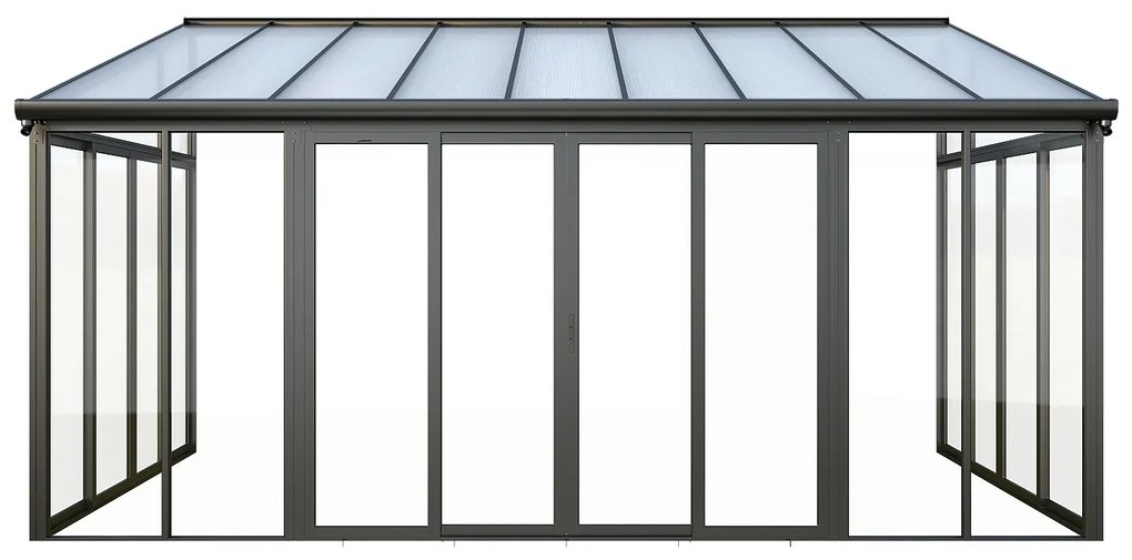 Weranda z aluminium i poliwęglanu odporna na UV - 15,8 m² - antracytowy - MATHILDA