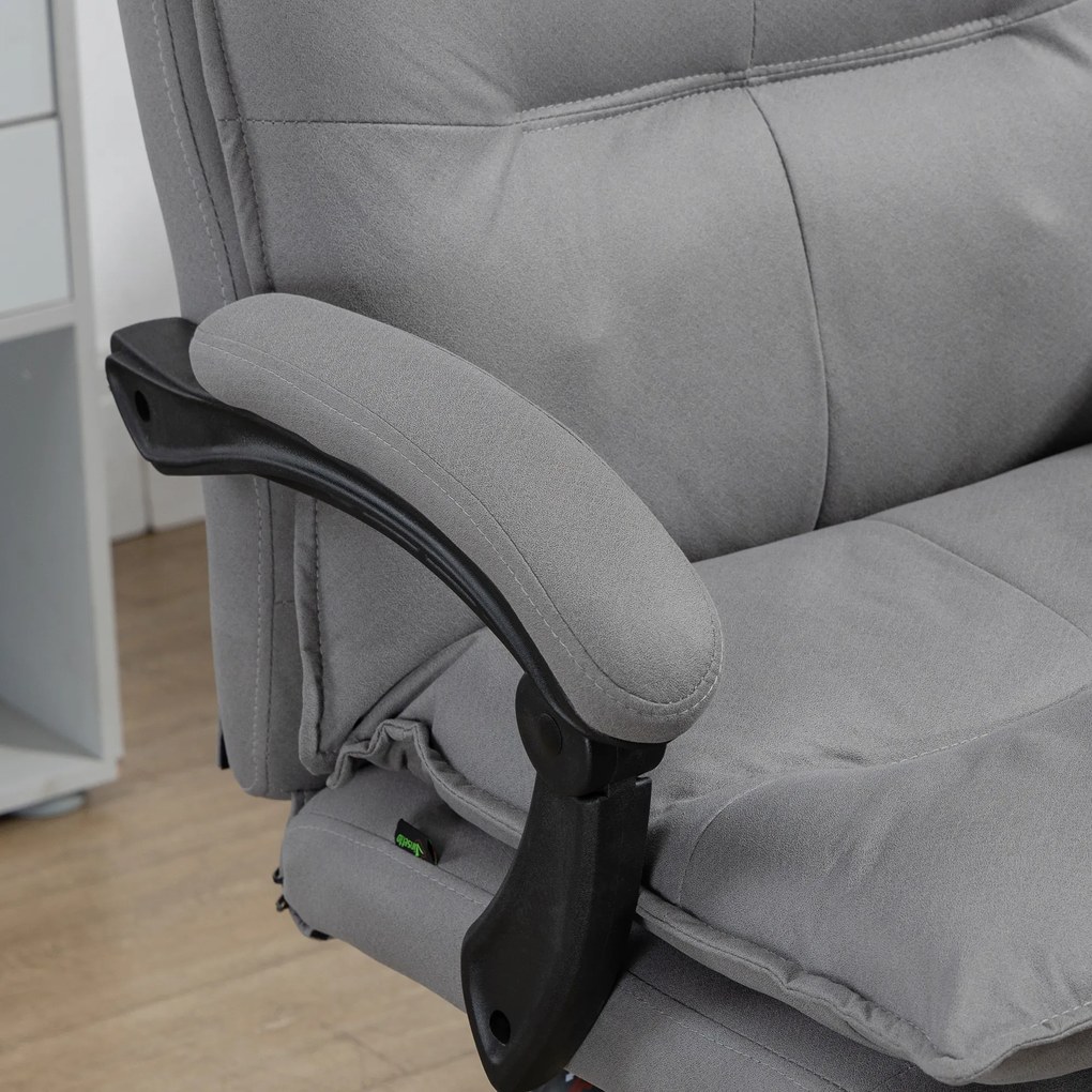 Vinsetto Fotel biurowy ergonomiczny z masażem i ogrzewaniem obrotowy z podnóżkiem regulacja wysokości szary 120 kg | Aosom PL