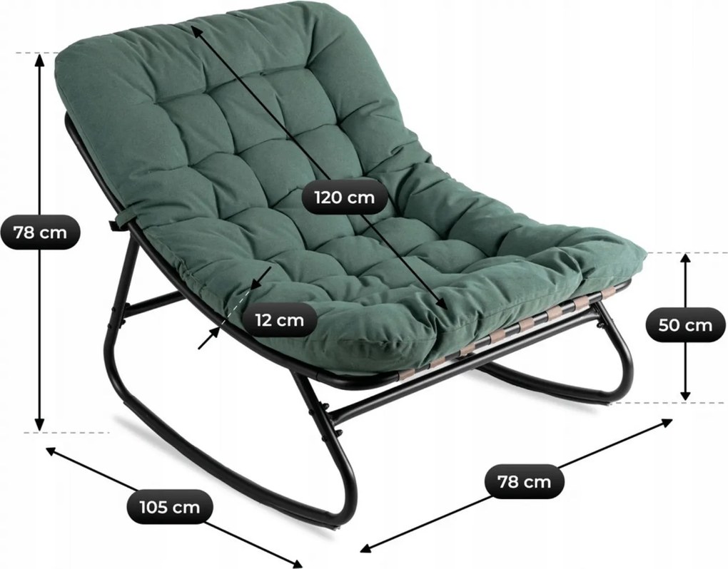 Fotel Bujany Ogrodowy AURORA na Płozach Zielony Nowoczesny
