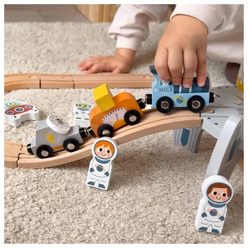 Tooky toy drewniana kolejka kosmiczna zestaw tory