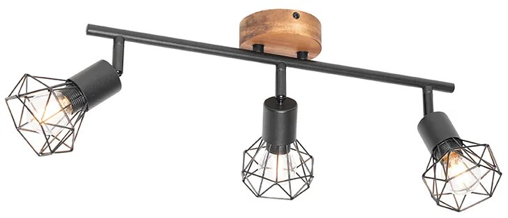 Reflektor czarny z obrotowym i pochylanym drewnem 3-światłowy - Mosh