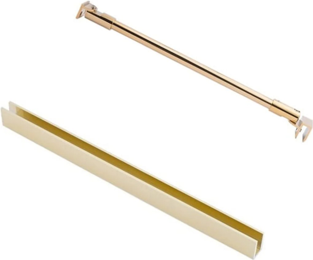 Ścianka prysznicowa Walk-in szkło satynowe matowe 8 mm MOLIS Satin Square MASSI | rożne rozmiary : Kolor profili kabiny - złoty szczotkowany, Szerokość ścianki - 120 cm, Typ montażu - WALK in FIX (Do ściany)