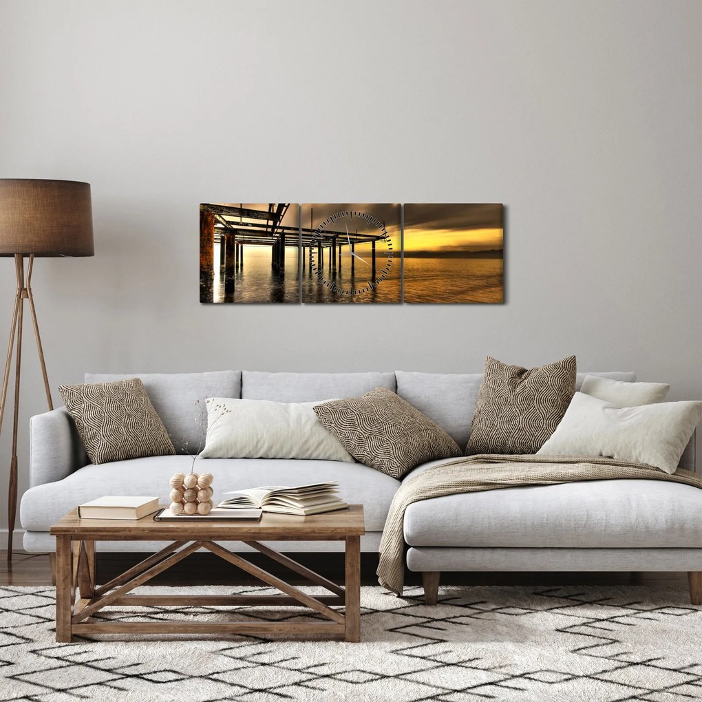 Obraz - Architektura nad wybrzeżem (z zegarem) (90x30 cm)