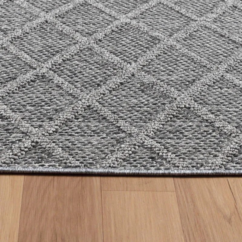Dywan zewnętrzny sznurkowy Patara Kratka szary 80 cm x 250 cm