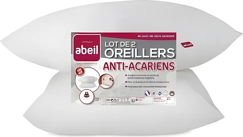 Zestaw 2 Poduszek Przeciwalergicznych 60x60 cm Biały Puchaty Pralny w Pralce