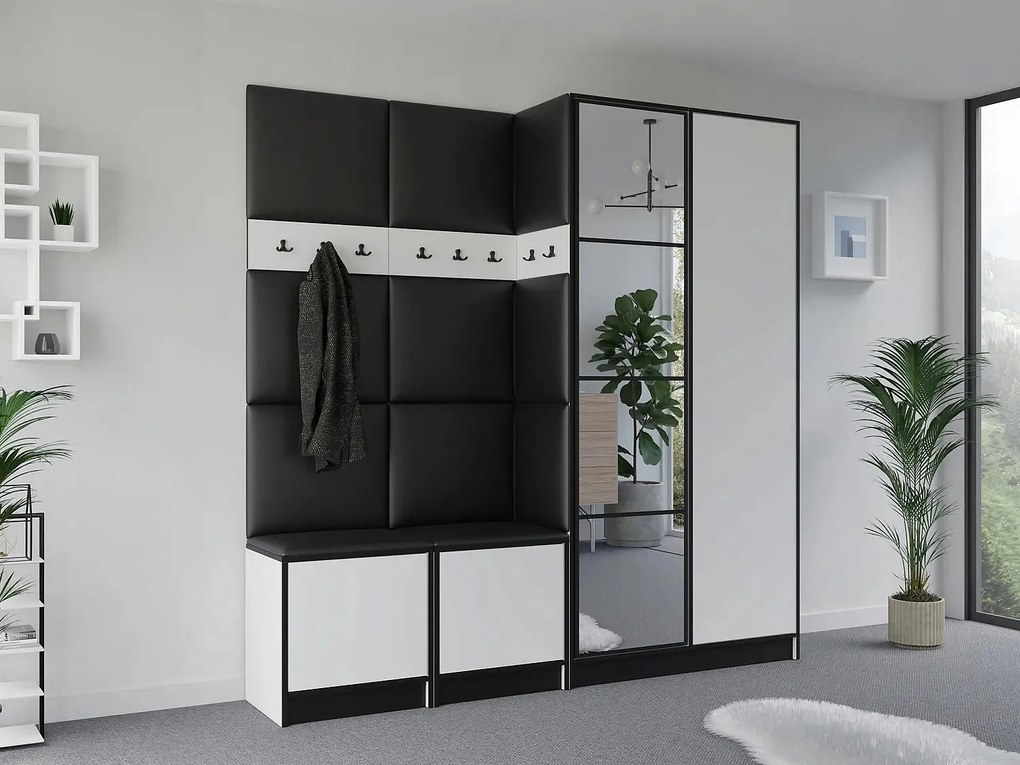Garderoba EDEN 21 Biały + Ekoskóra Czarna