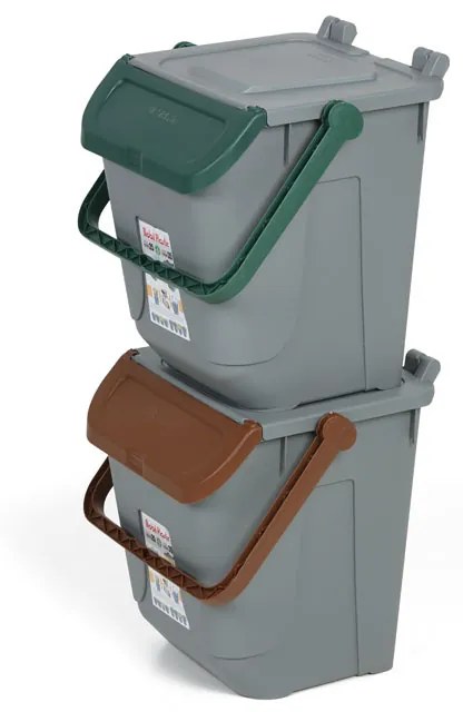 Plastikowy kosz do segregacji odpadów ECOLOGY, 25 l, szaro-brązowy