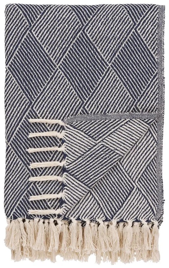 Niebieski koc z bawełny z recyklingu 130x180 cm Izmir – House Nordic
