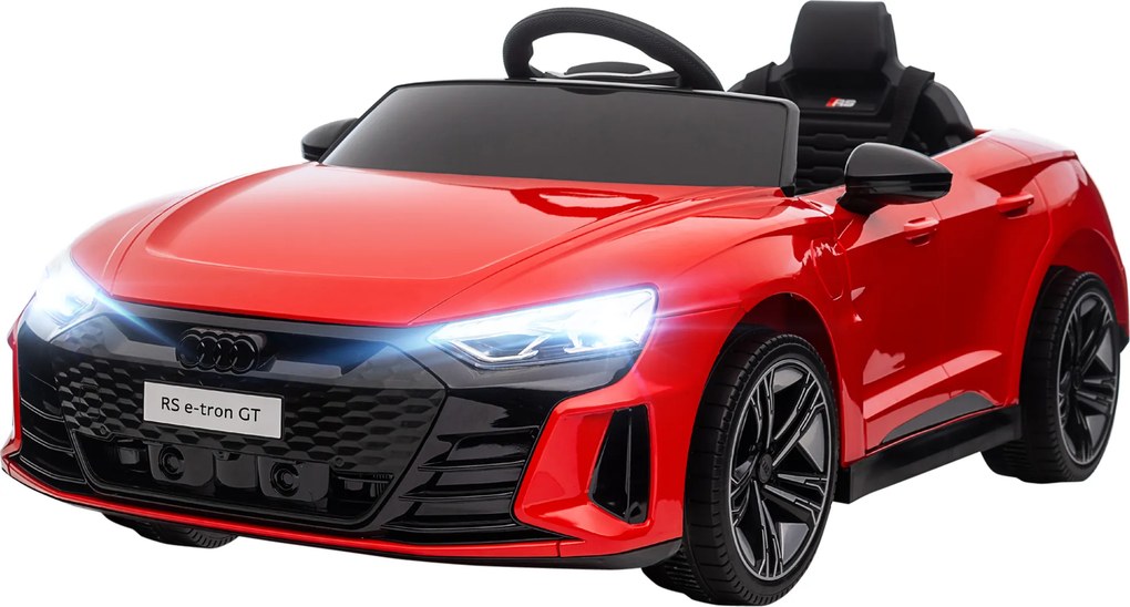 HOMCOM Elektryczny samochód dla dzieci Licencjonowane Audi z bezpiecznym pasem pilotem i światłem Czerwony i czarny 103x58x41 cm | Aosom PL