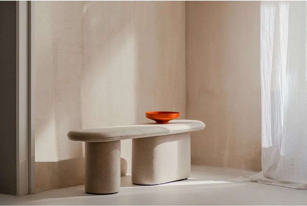 Beżowa wełniana tapicerowana ławka Rull – noo.ma