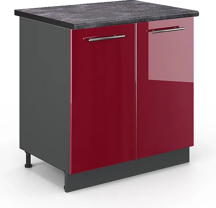 Szafka pod zlew bordowa czerwień wysoki połysk 80x60x82 fame-line