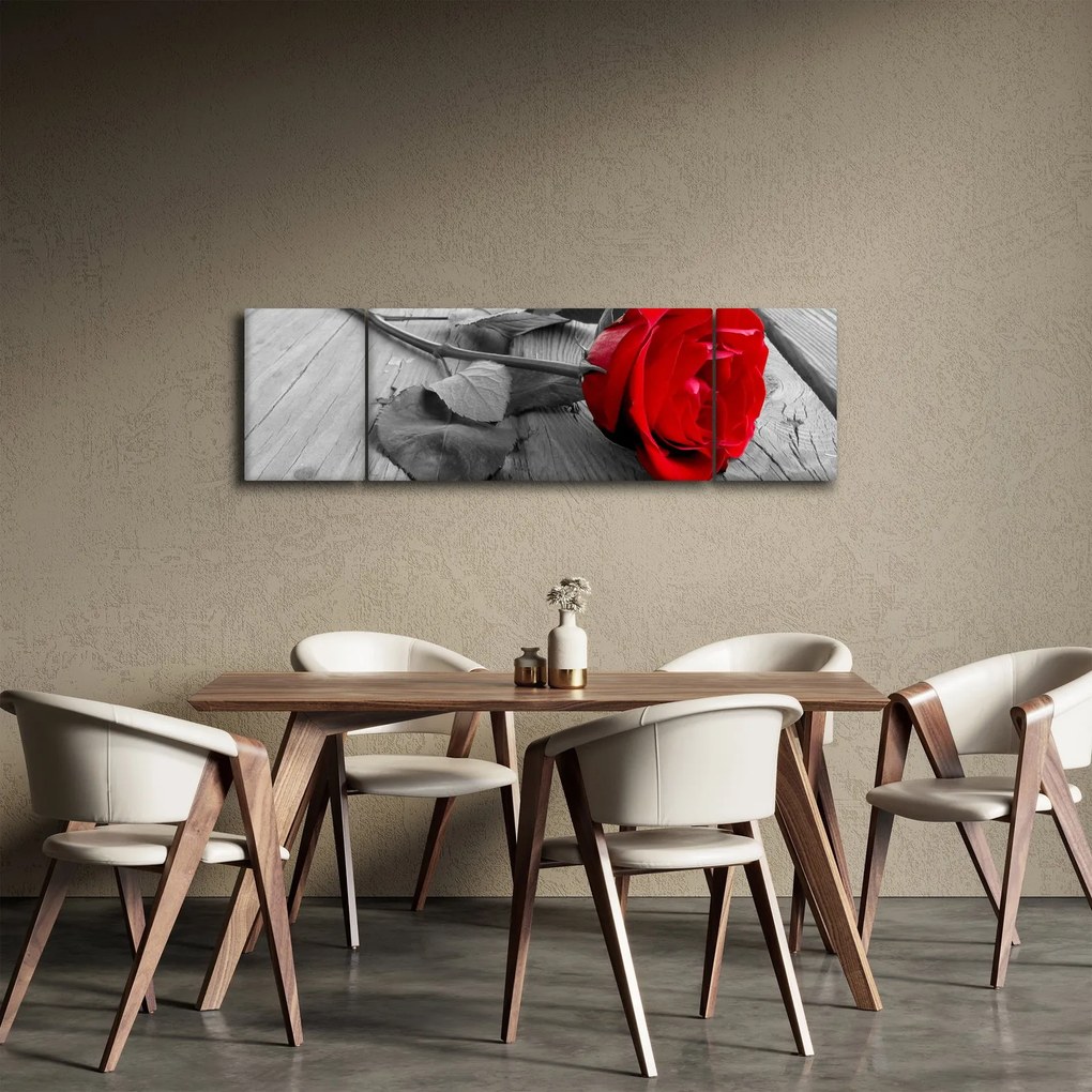 Obraz czerwonej róży (170x50 cm)