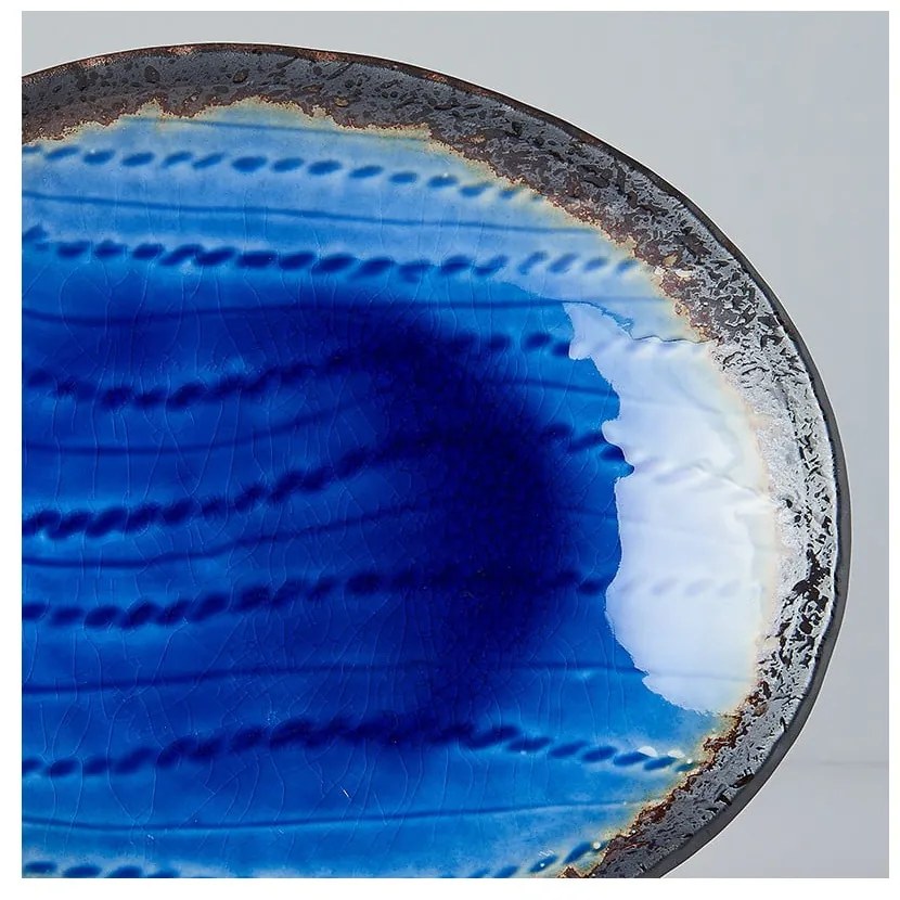 Niebieski owalny półmisek ceramiczny MIJ Cobalt, 24x20 cm