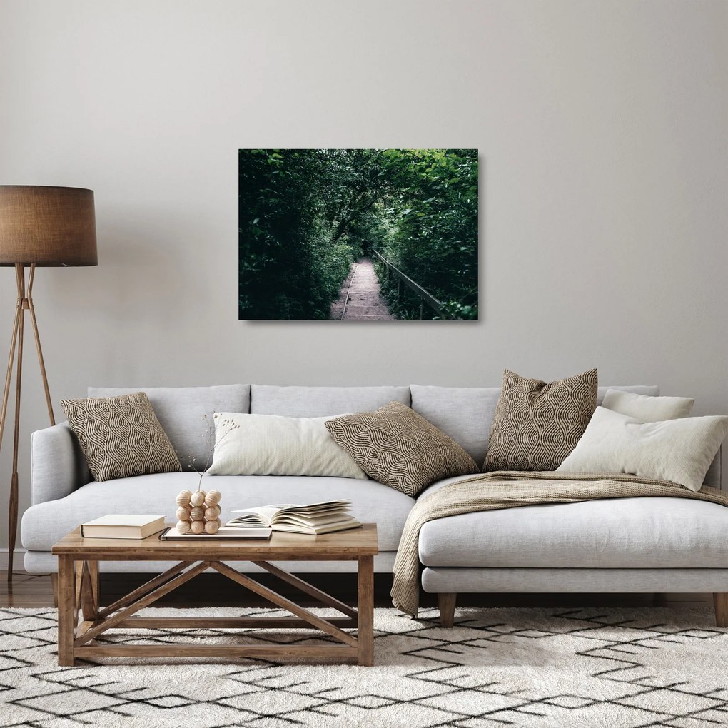 Obraz na szkle - Ścieżka przez las (70x50 cm)