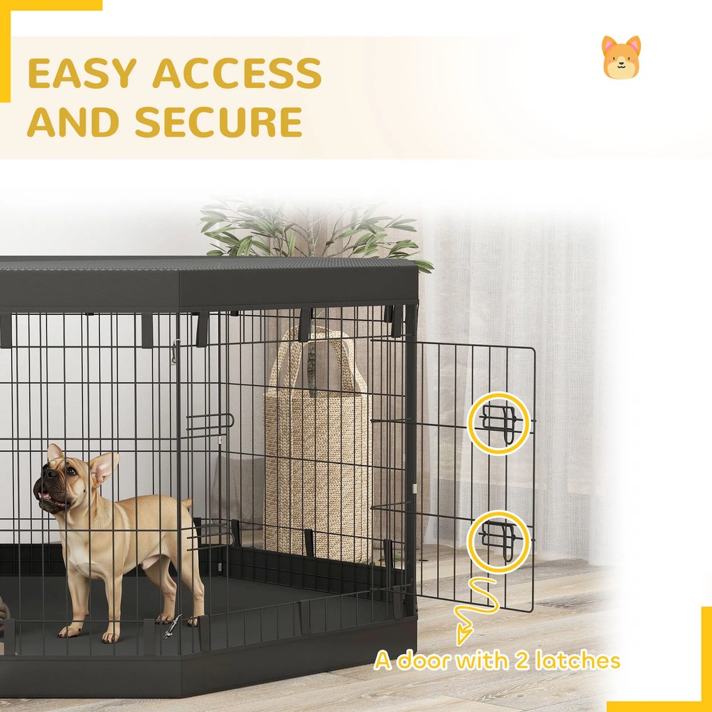PawHut Wybieg dla Szczeniąt, Wysokość 76 cm/ok. 2,5 m², 8 Paneli, Płachta Podłogowa, Kombinowana Pokrywa Dachowa