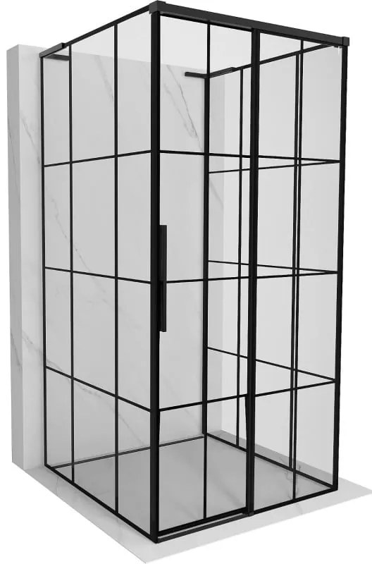 Mexen Rox-3S L kabina prysznicowa 3-ścienna rozsuwana prawa 95 x 95 cm, czarna kratka, czarna - 8C2L-095-095-70-77-3S-P