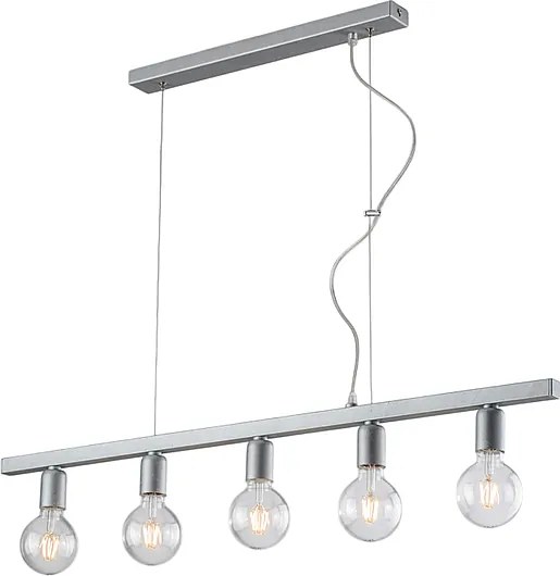 Lampa wisząca Fabian z żelaza lakierowanego na biało i srebrno, 5 świateł, dł. 101 x 5, BL293-5-ARG