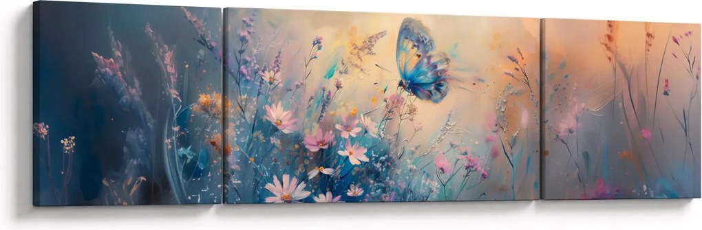 Obraz - Łąka z motylem (170x50 cm)