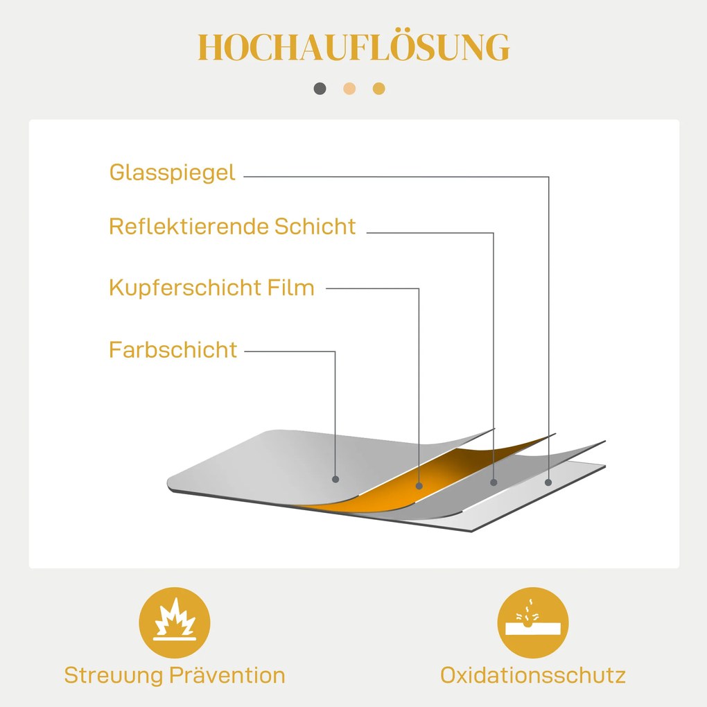 HOMCOM Stylowe Lustro Ścienne, 60x3x87cm, Złoty Kolor